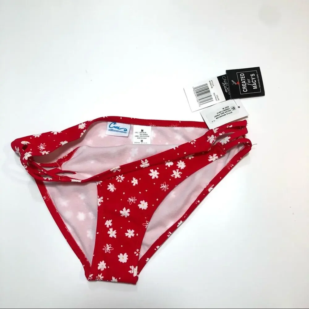 California Waves red strappy bikini swim bottom